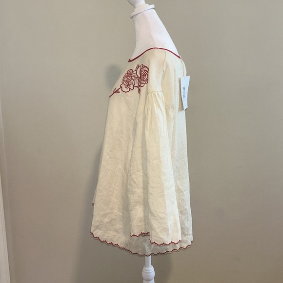 Sønderhaus Linen The West Set Top In Crema W/Red Embroidery NWT Size 2XL - Picture 7 of 12